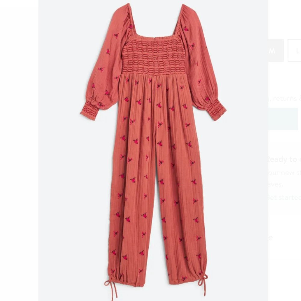NWOT Free People Dahlia Jumpsuit in Warm Stone Size L #822